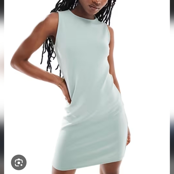 SKIMS Dresses & Skirts - Skims Women's Blue Cotton Rib Slim-fit Stretch-cotton Mini Dress X Size L